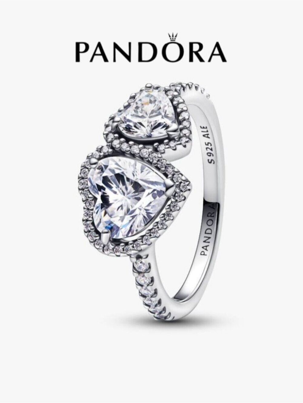 Pandora Sparkling Halo Hearts Ring